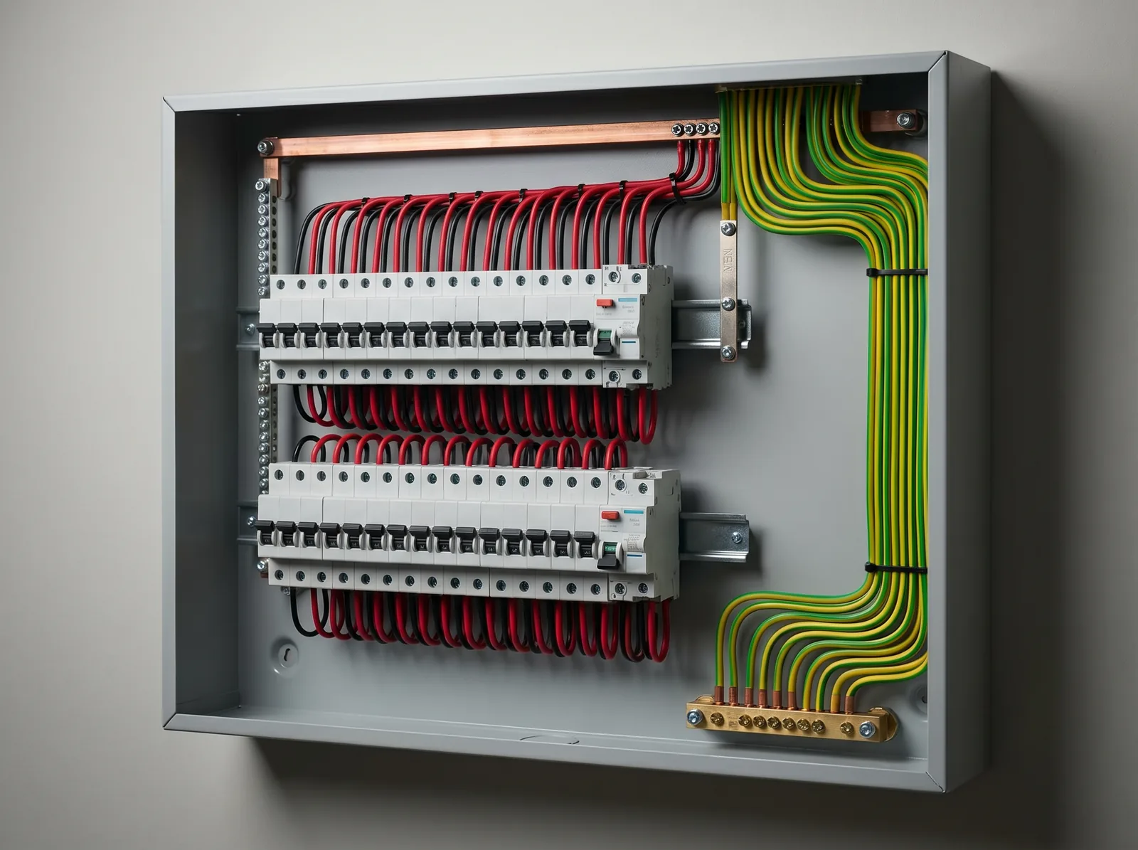 Modern switchboard wiring installed by Patterson Electrical